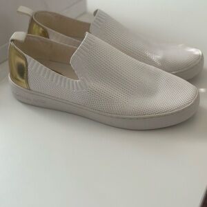 MICHAEL Michael Kors Gold and White Sneakers Slip-On Style